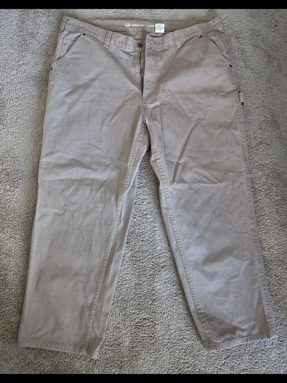 Harbor Bay Rugged Vintage Tan Carpenter Cargo Pants Men's 46 X 30